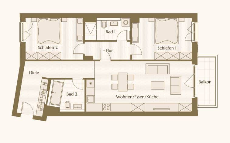 Familienfreundliche 3-Zimmer-Wohnung nahe Boxhagener Platz - Grundriss