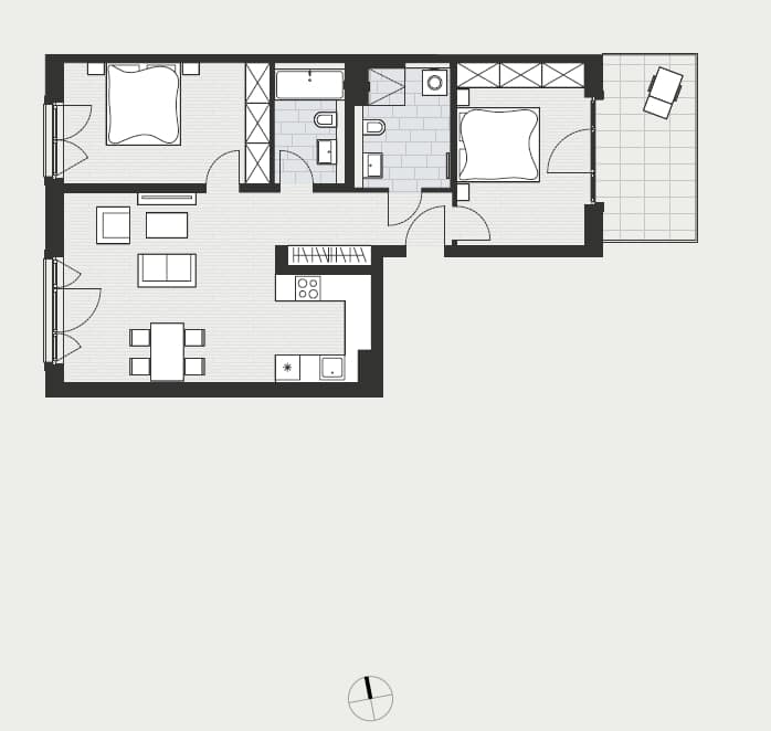 Luxury brand-new 3-room apartment with large terrace in central Berlin - Floor plan