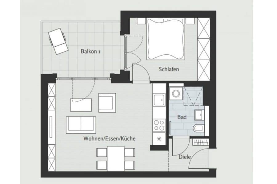 Brand-new upscale 2-room apartment with large balcony for sale at Winterfeldtplatz in Schöneberg - Bild