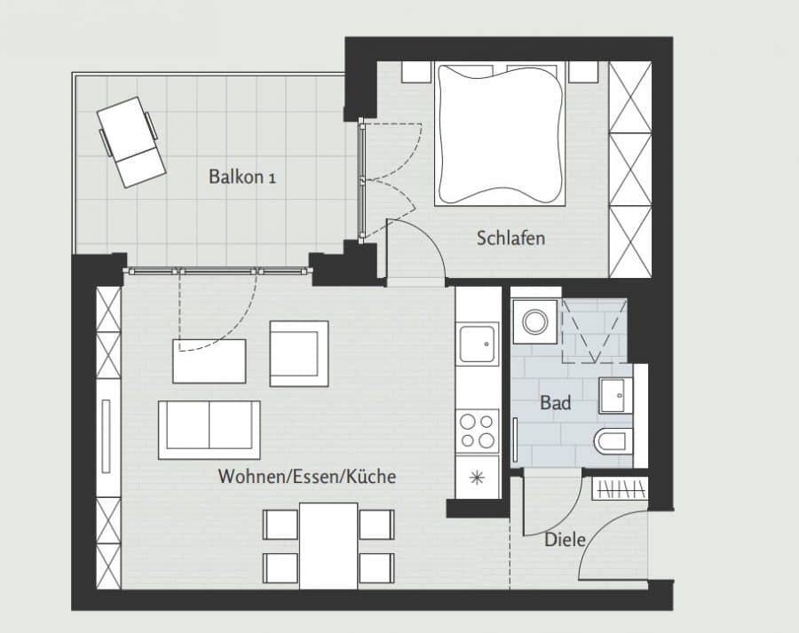 Appartement haut standing neuf: 2 pièces à proximité de Am Winterfeldt Platz à Schöneberg - Grundriss 7.22