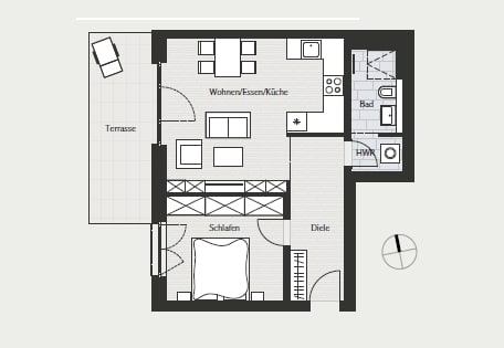 Central Schöneberg: Upscale & brand new 2-room apartment with large terrace & garden access - Bild