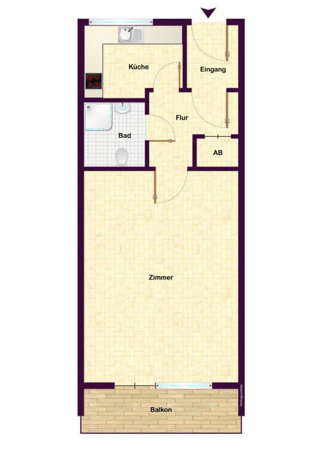 Ready-to-move apartment with spacious balcony next to Viktoria-Luise-Platz - floor plan