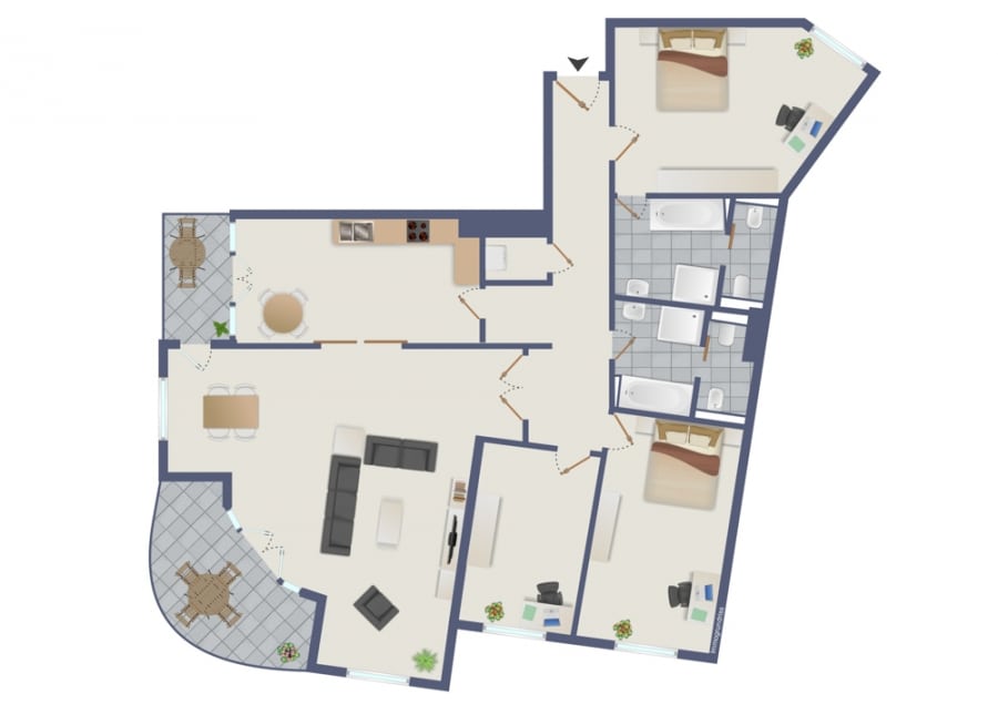 Vacant 4-room apartment with two balconies near Potsdamer Platz and Gleisdreieck - floor plan