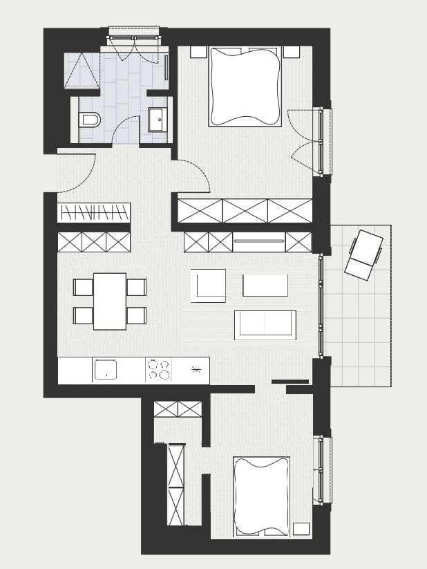 Upscale 2/3-room apartment with spacious terrace next to Winterfeldtplatz - Variante
