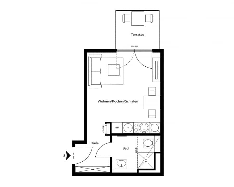 AAA investment: Vacant Brand-new apartment with terrace in Mitte! - floor plan