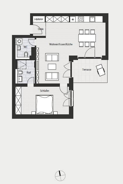 Brand-new 2/3-room apartment with garden right by Winterfeldtplatz - Floor plan