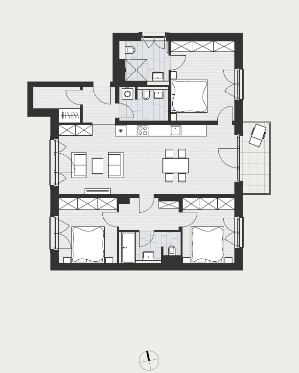 Upscale & New: 4-room apartment with terracefor sale at Winterfeldtplatz in Schöneberg - Floor plan
