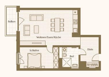 High standing 2-room apartment with terrace near Karl-Marx-Allee - floor plan