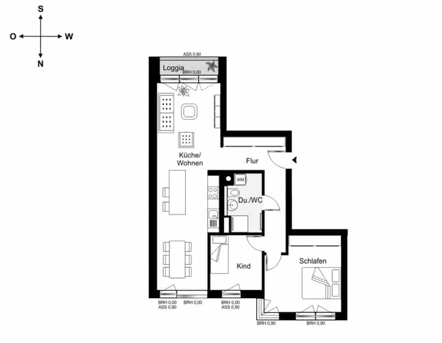 Next to Schönhauser Allee - Brand-new 3-room family home with spacious balcony - Variante 1