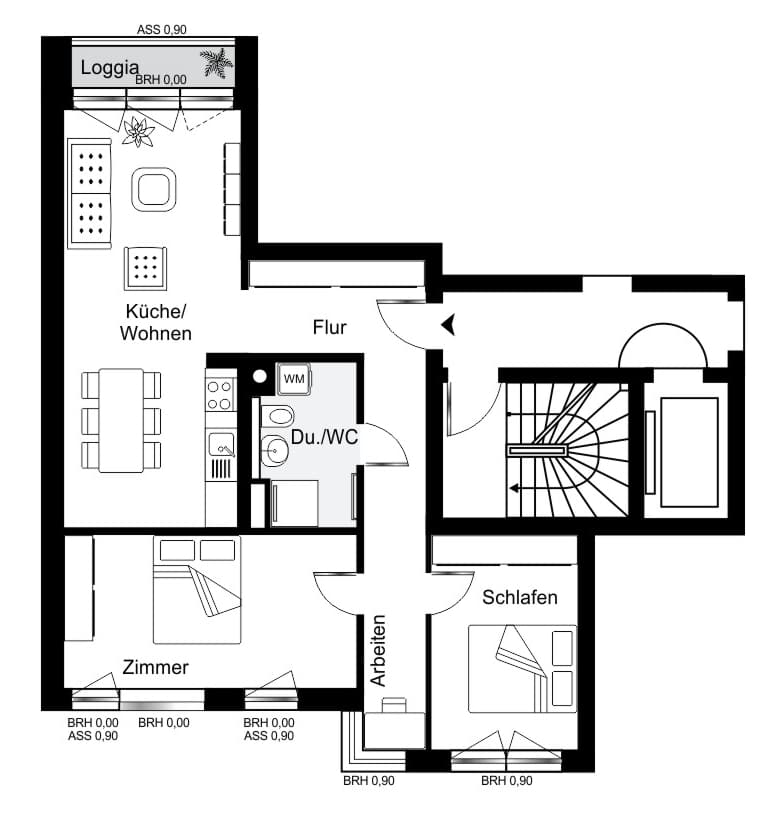 Next to Schönhauser Allee - Brand-new 3-room family home with spacious balcony - Floor plan