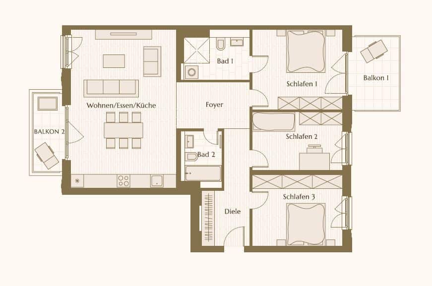 Prime location: 4-room penthouse with double exposure close to Alexanderplatz - Floor plan