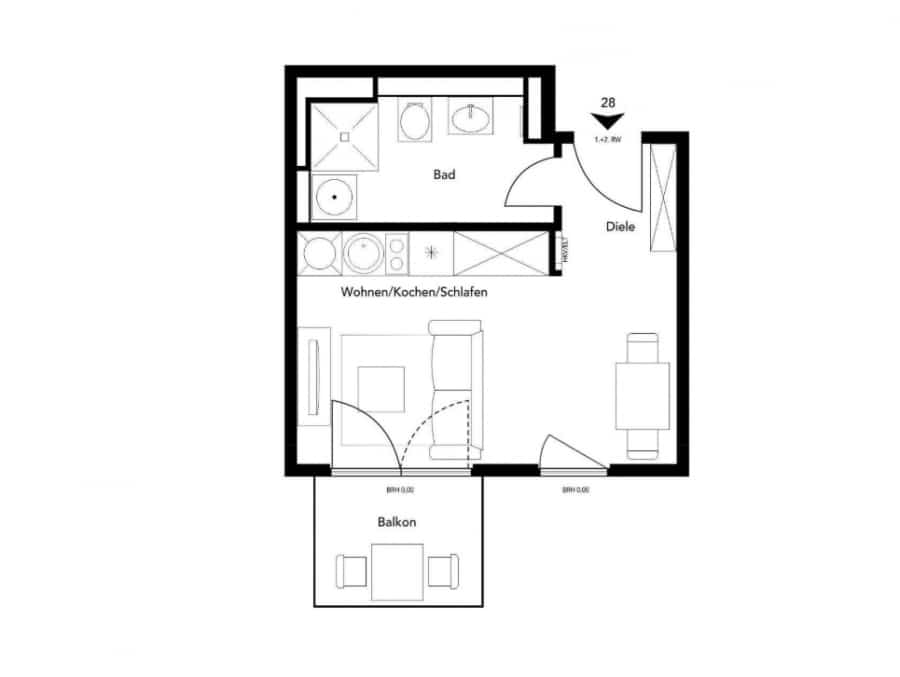 Ready to move-in 1-room new built apartment with balcony close to Berlin-Mitte - Bild