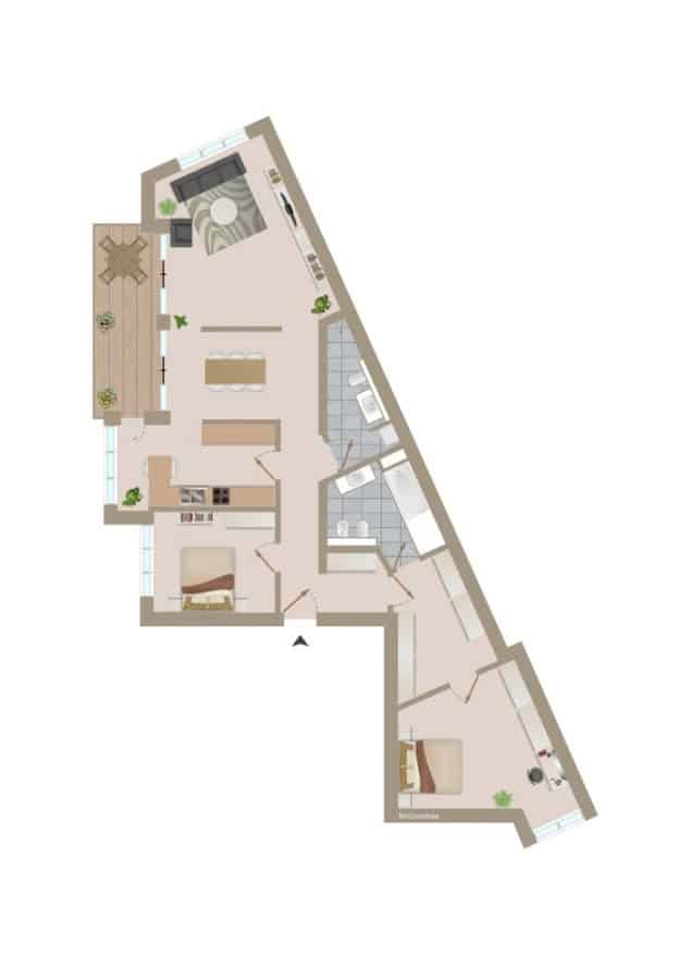 Libre de suite en face de Barbarossaplatz ! Appartement familial de 3/4 pièces avec terrasse dînatoire d'env. 10m² - 3-room - Original floor plan